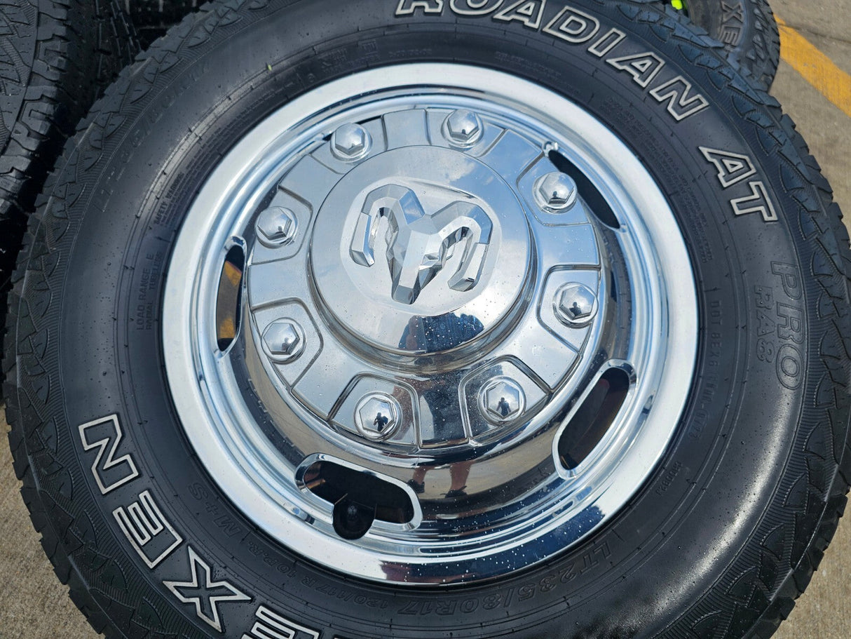 17" Dodge Ram 3500 Dually 8x200 wheels rims 2703 2704 OEM A/T tires Texas Truck Tire