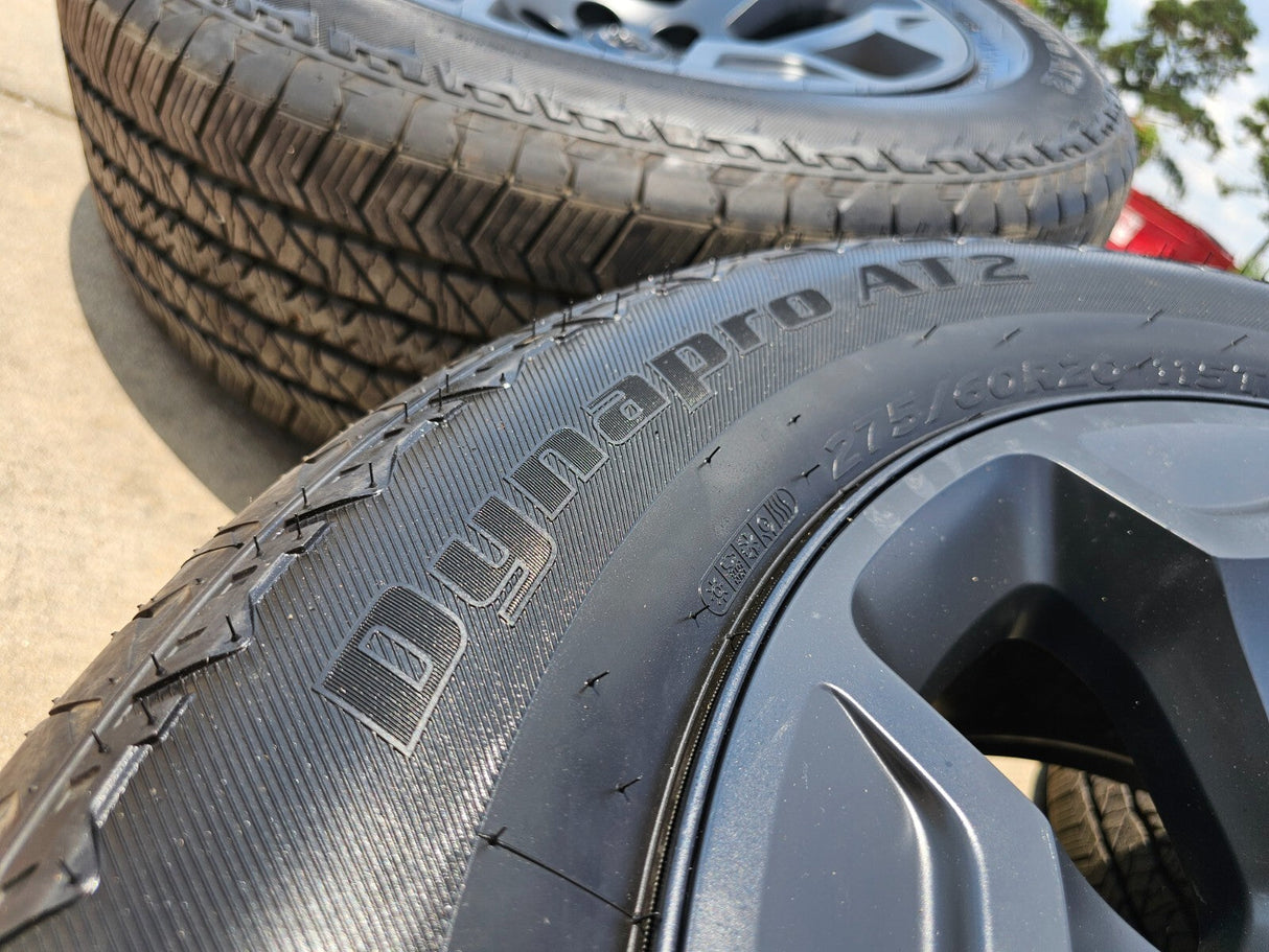 20" Dodge Ram 1500 OEM Laramie Black 2680 wheels rims tires HANKOOK A/T2 NEW Texas Truck Tire