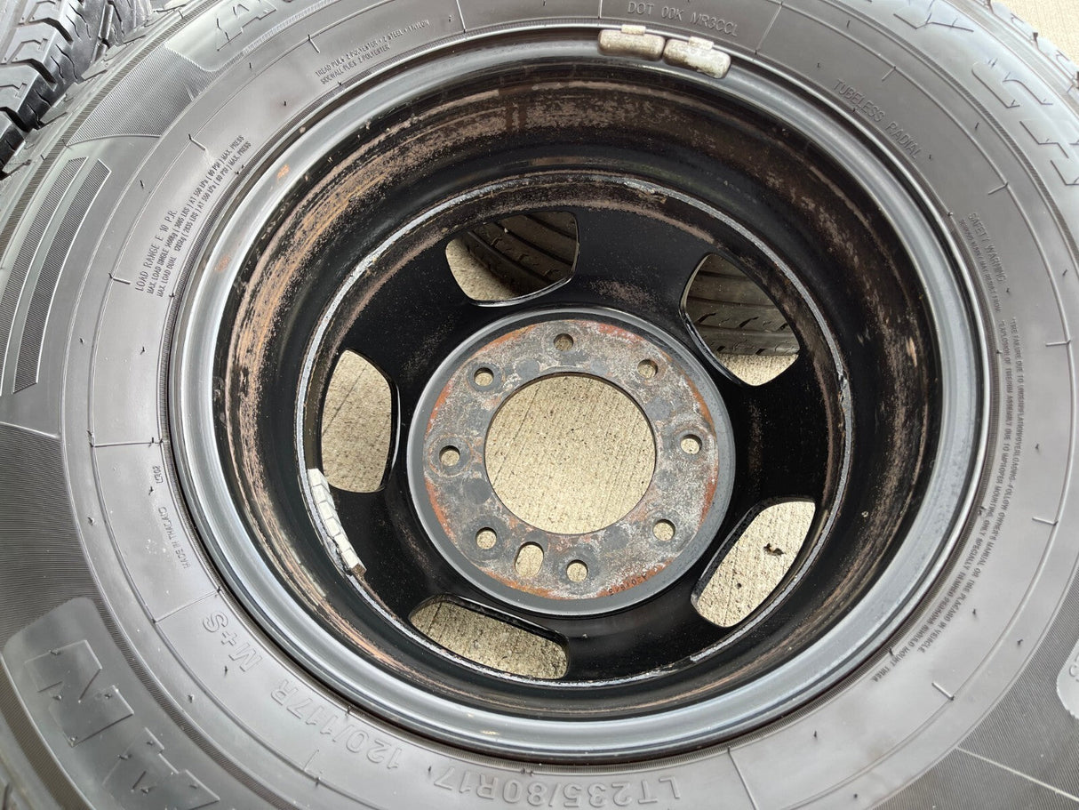 17" Dodge Ram 3500 Dually Laramie 8x200 wheels rims 2703 2704 OEM IRONMAN Texas Truck Tire