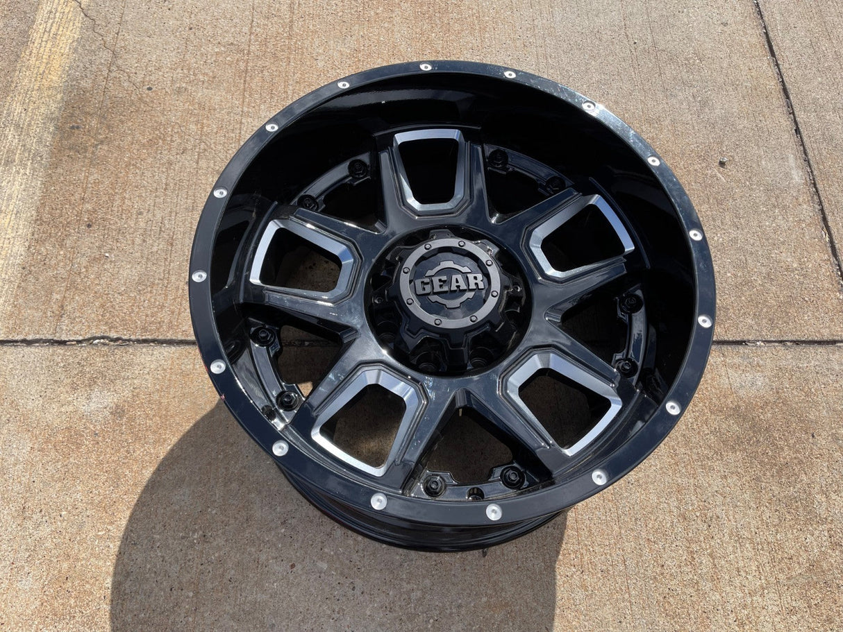 (1) 20x10 Gear Off Road 743BM Armor wheel rim 8x165 Chevy GMC Ram 2500 3500 NEW Texas Truck Tire
