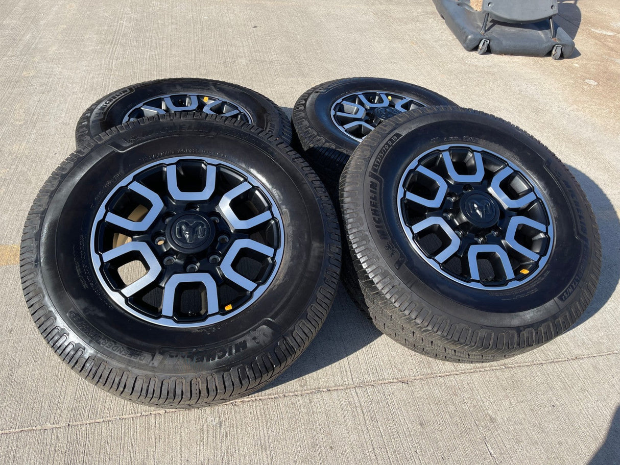 18" Ram 2500 3500 LARAMIE OEM wheels rims 2694 tires MICHELIN DEFENDER LTX M/S2 Texas Truck Tire