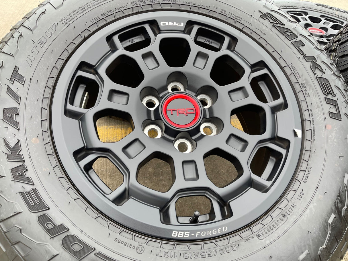 18" Toyota Tundra TRD BBS FORGED OEM black 95458 wheels rims Sequoia FALKEN A/T3 Texas Truck Tire