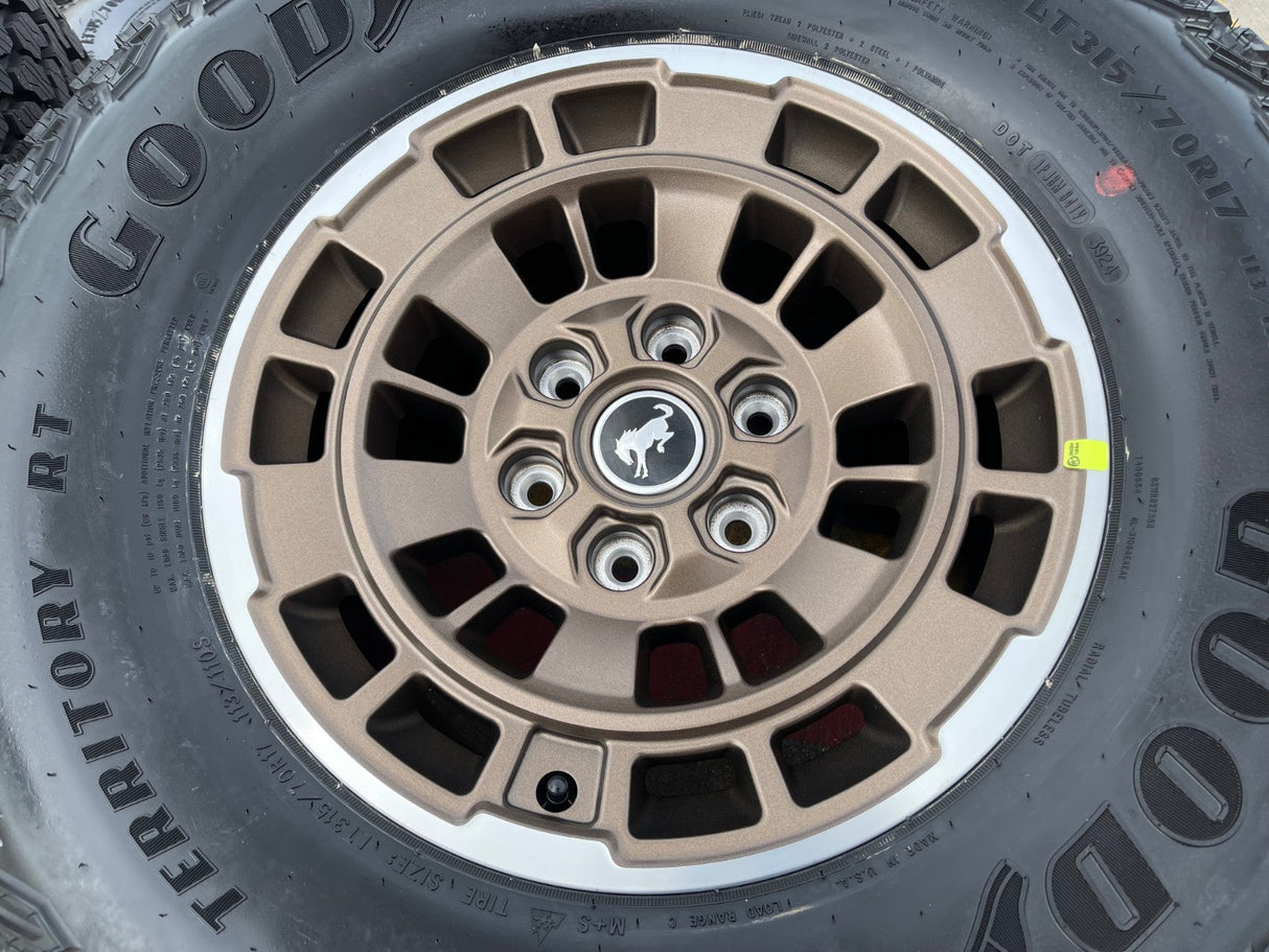 17" Ford Bronco HERITAGE Edition wheels rims BRONZE 2025 2026 GOODYEAR 35" NEW Texas Truck Tire