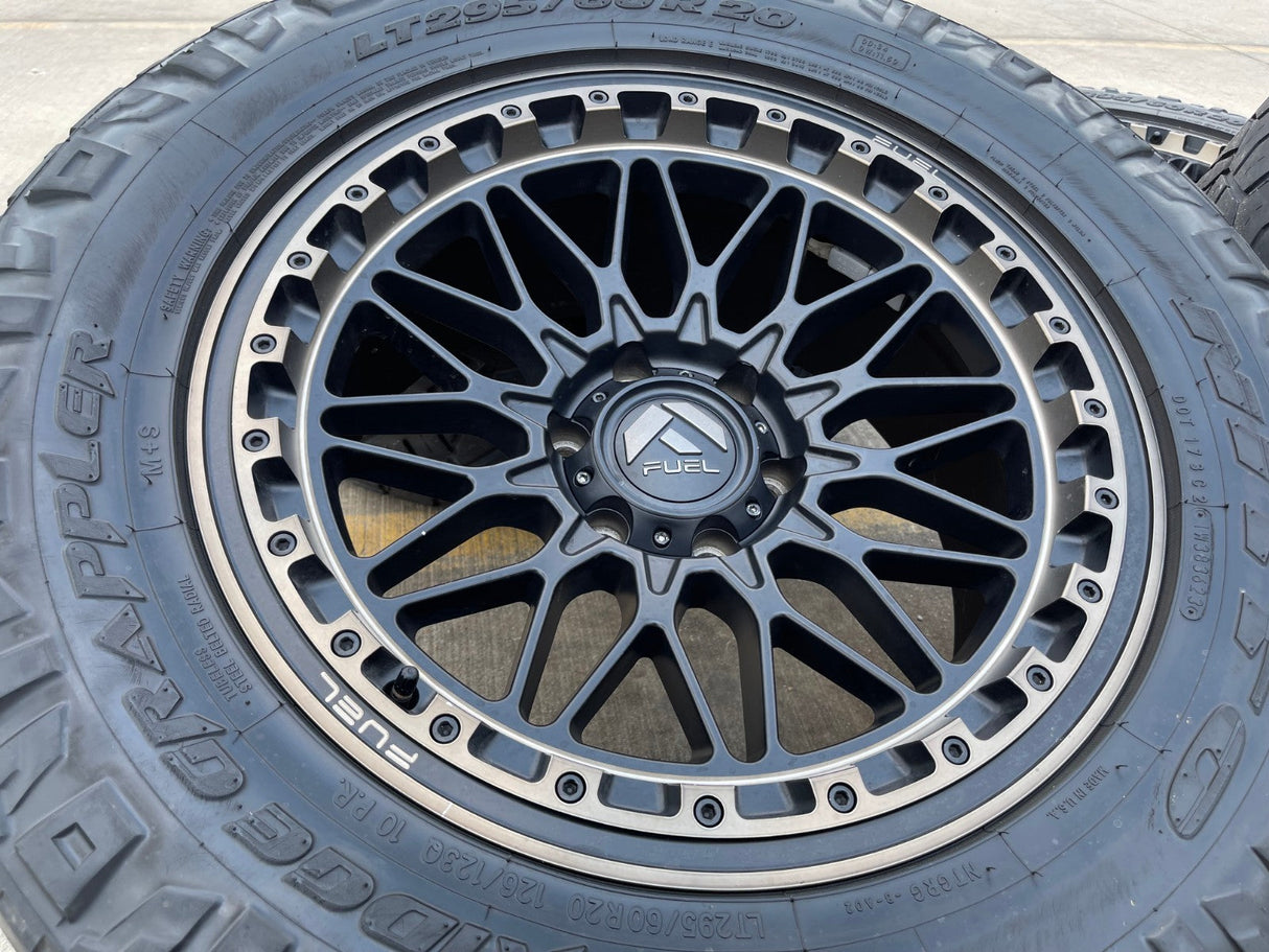 20x9 Fuel Trigger D759 Chevy Silverado RAM Tacoma wheels rims 6x139 6x5.5 tires Texas Truck Tire