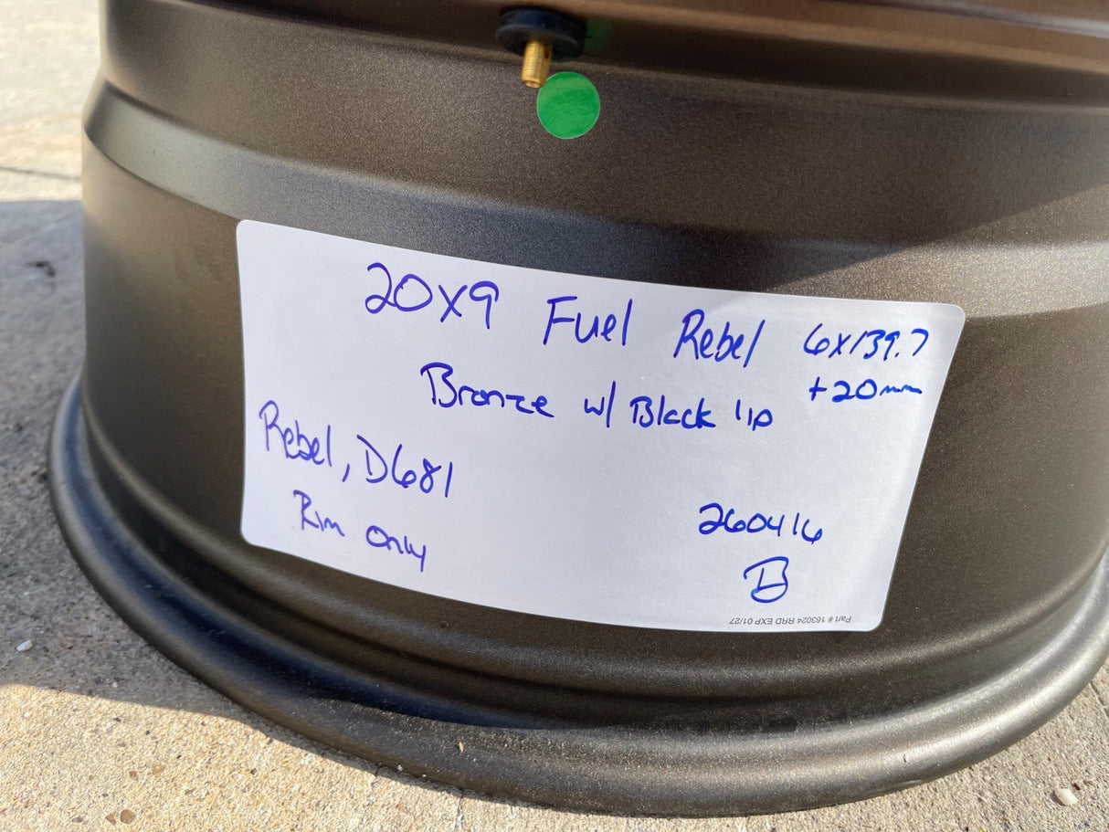20x9 Fuel Rebel D681 Chevy Silverado RAM Tacoma wheel rim 6x139 6x5.5 Texas Truck Tire