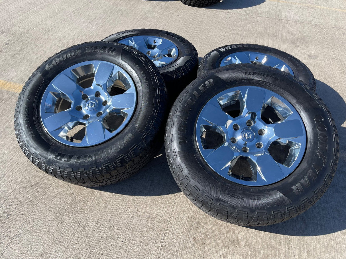 18" Ram 1500 OEM CHROME 2669 wheels rims 2021 2022 2023 2024 2025 2026 GOODYEAR Texas Truck Tire