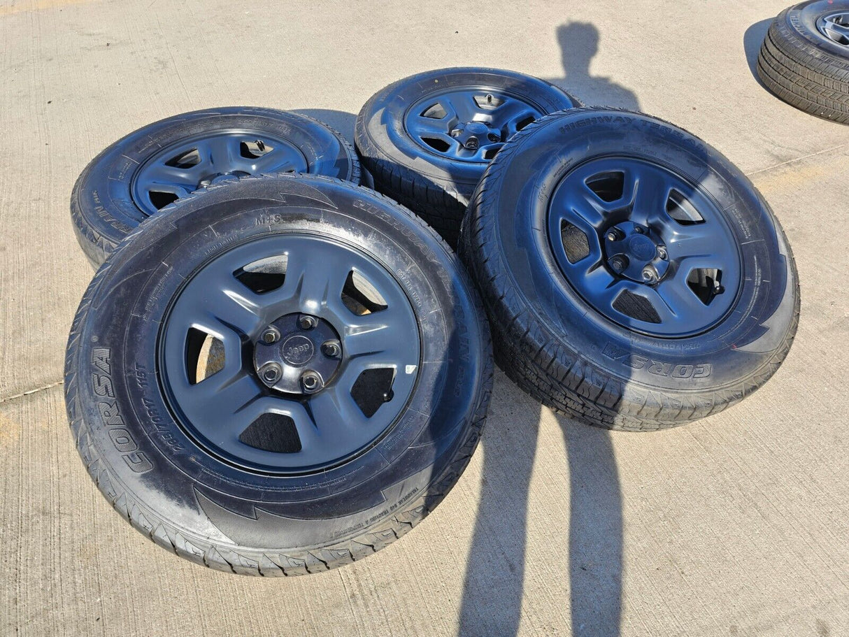 17" Jeep Wrangler Rubicon Sahara OEM wheels rims 9240 9220 black 2022 2023 2024 Texas Truck Tire