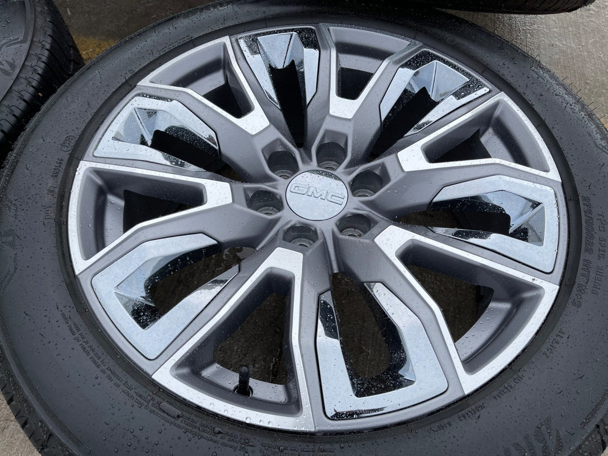 22" GMC Yukon Chevy Tahoe Escalade OEM chrome 95513 14134 wheels rims tires Texas Truck Tire