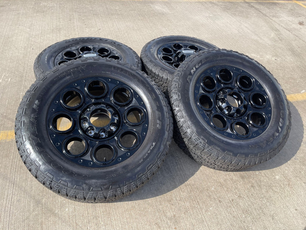 20" Ford F-250 F-350 OEM black Lariat wheels rims 10299 10484 tires DISCOUNTED Texas Truck Tire