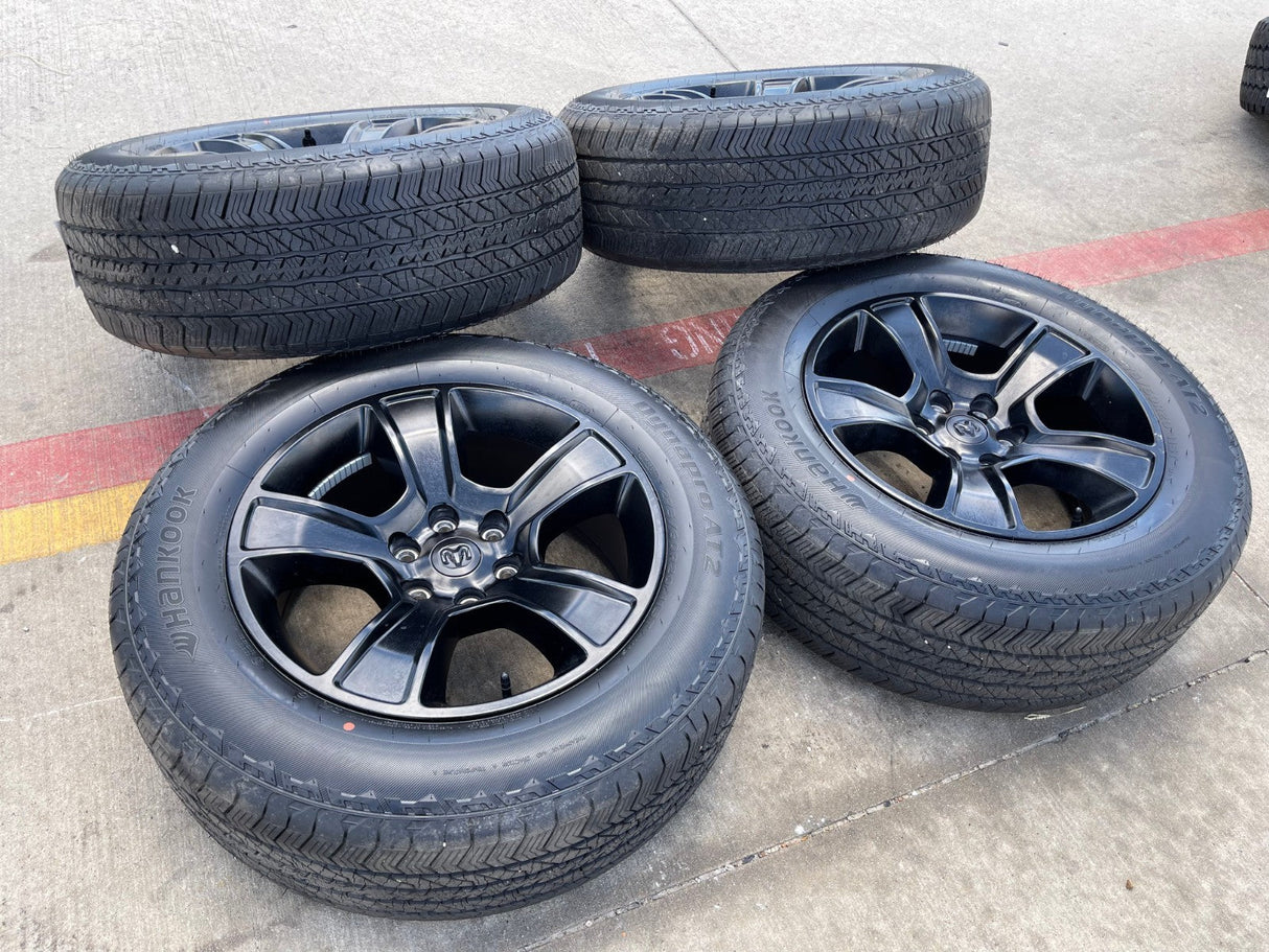 20" Dodge Ram 1500 OEM LIMITED Black 2676 2723 wheels rims NEW HANKOOK A/T2 Texas Truck Tire