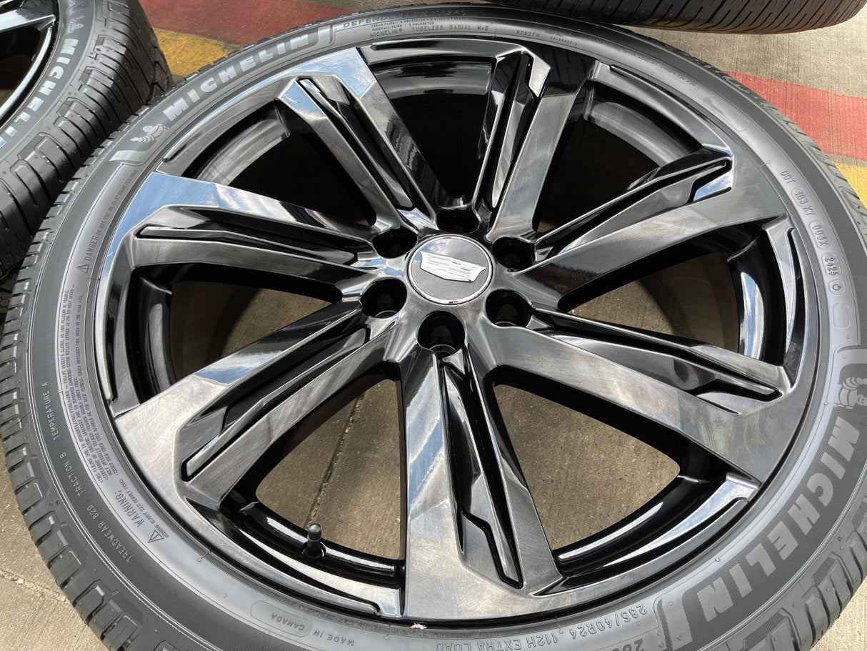 24" Cadillac Escalade V OEM wheels rims black tires 2024 2025 2026 NEW MICHELIN Texas Truck Tire