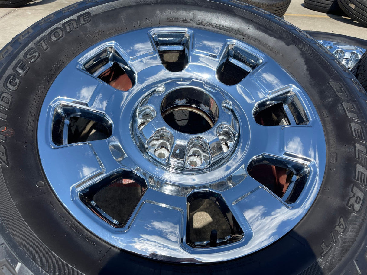 20" Ford F-250 F-350 OEM 10295 25085 10552 chrome Lariat wheels rims tires Texas Truck Tire