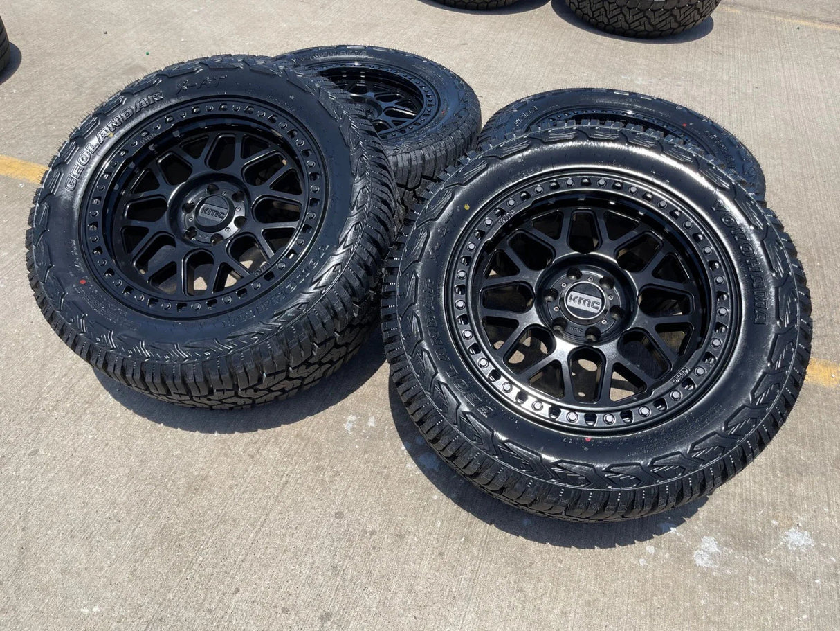20x9 20" KMC KM549 Ford Expedition F-150 6x135 wheels rims tires 33" NEW Texas Truck Tire