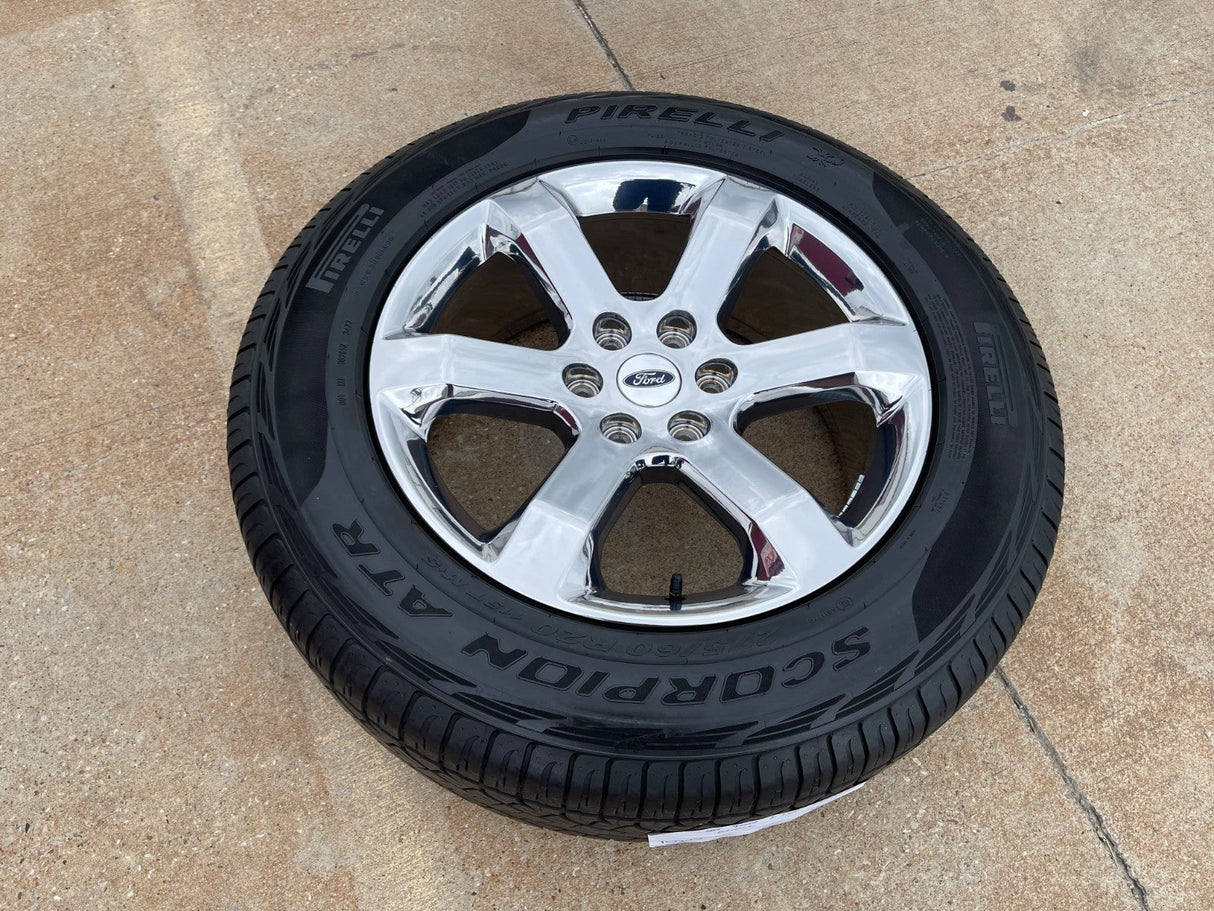 20" Ford F-150 OEM rim wheel CHROME 10347 Expedition spare PIRELLI A/T NICE Texas Truck Tire