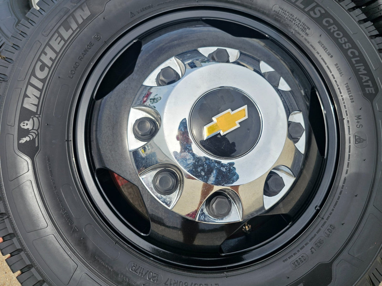 17" Chevy Silverado GMC Sierra 3500 Black Dually rims wheels OEM 5519 5520 NEW Texas Truck Tire