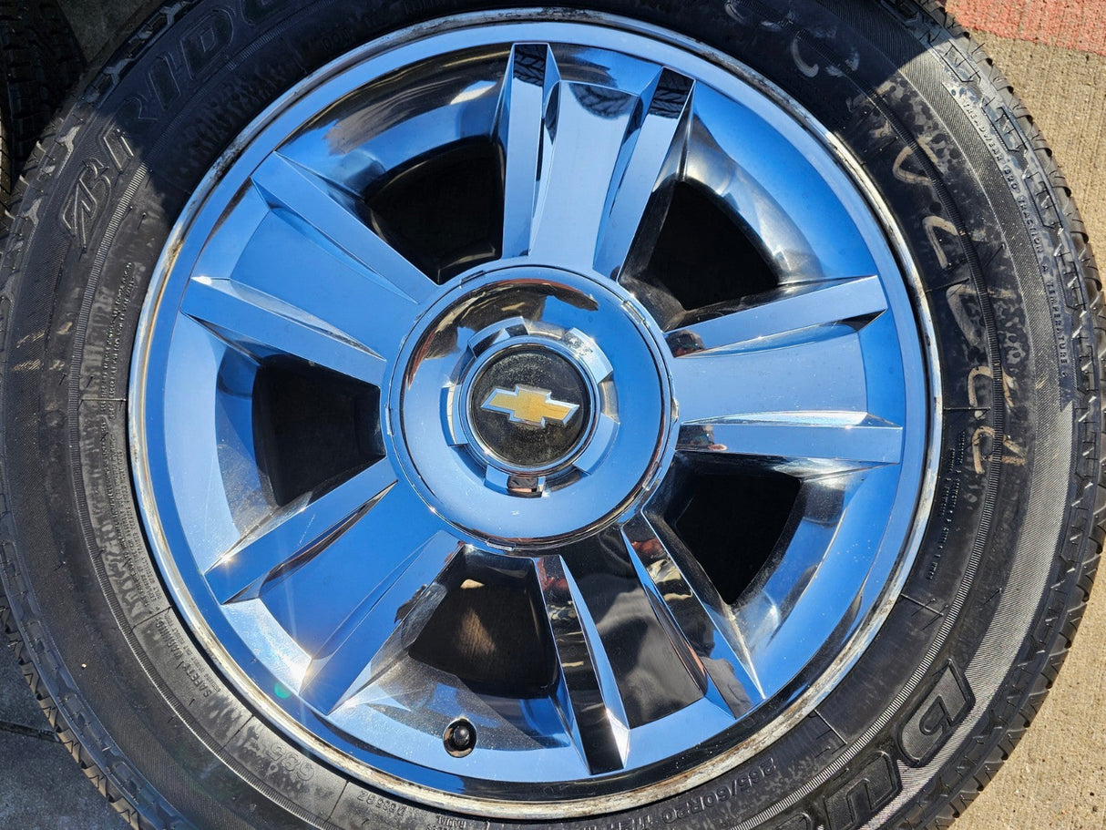 20" Chevy Silverado Tahoe Suburban chrome OEM 5416 wheels rims tires Texas Truck Tire