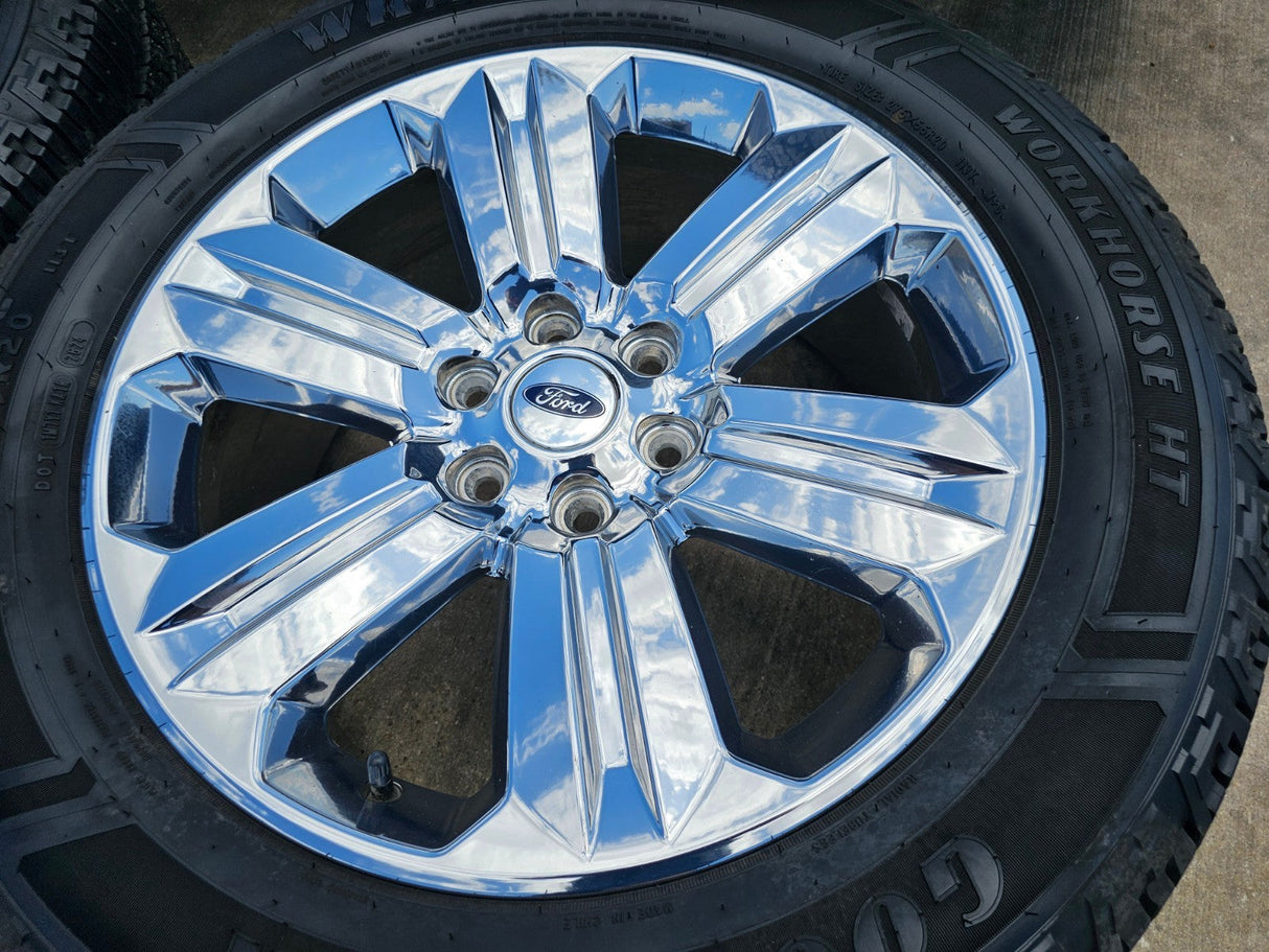 20" Ford F-150 Expedition OEM Lariat rims wheels 10171 tires CHROME NICE SET Texas Truck Tire