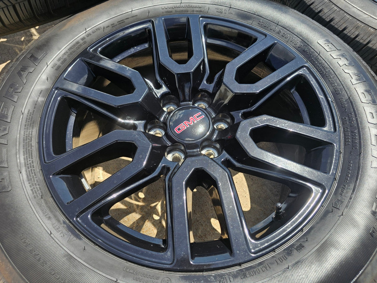 20" GMC Sierra Yukon Chevy OEM black 5914 5918 wheels rims 2023 2024 2025 2026 Texas Truck Tire