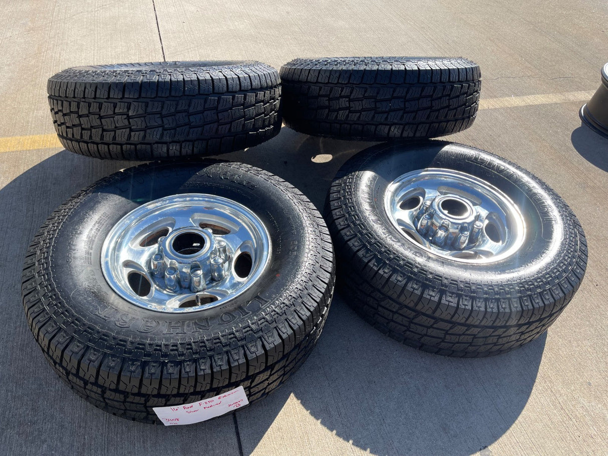 16" Ford F-250 F-350 Excursion OEM 3408 polished wheels rims tires Texas Truck Tire
