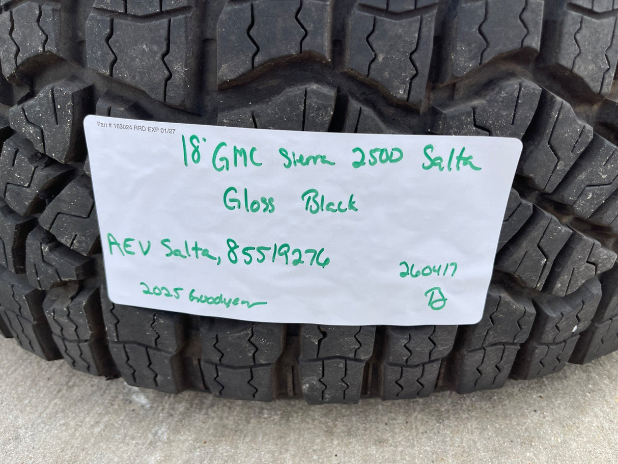 18" AEV SALTA GMC Sierra AT4X Chevy Trail Boss 2500 OEM wheels rims GOODYEAR 35" Texas Truck Tire