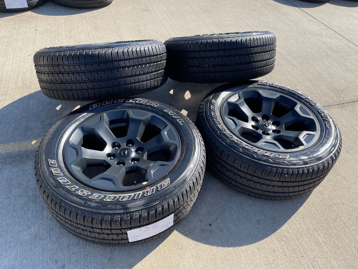 20" Dodge Ram 1500 OEM Laramie Black 2680 wheels rims tires 2024 2025 2026 NEW Texas Truck Tire
