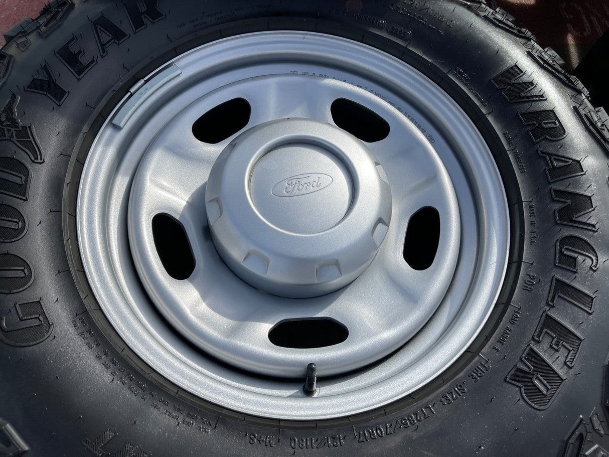 17" Ford F-250 F-350 OEM 3828 wheels rims tires GOODYEAR TERRITORY A/T 33" NEW Texas Truck Tire