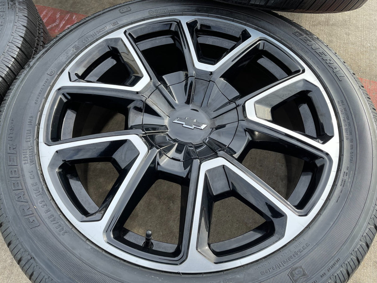 22" Chevy Tahoe Suburban RST OEM 14035 black wheels rims Silverado GENERAL Texas Truck Tire