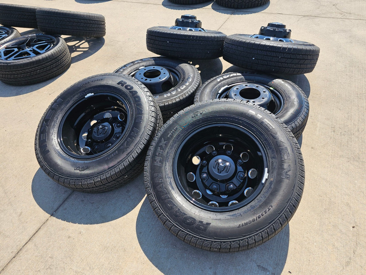 17" Dodge Ram 3500 Dually Laramie wheels rims 2706 2707 OEM black 2025 2026 NEW Texas Truck Tire