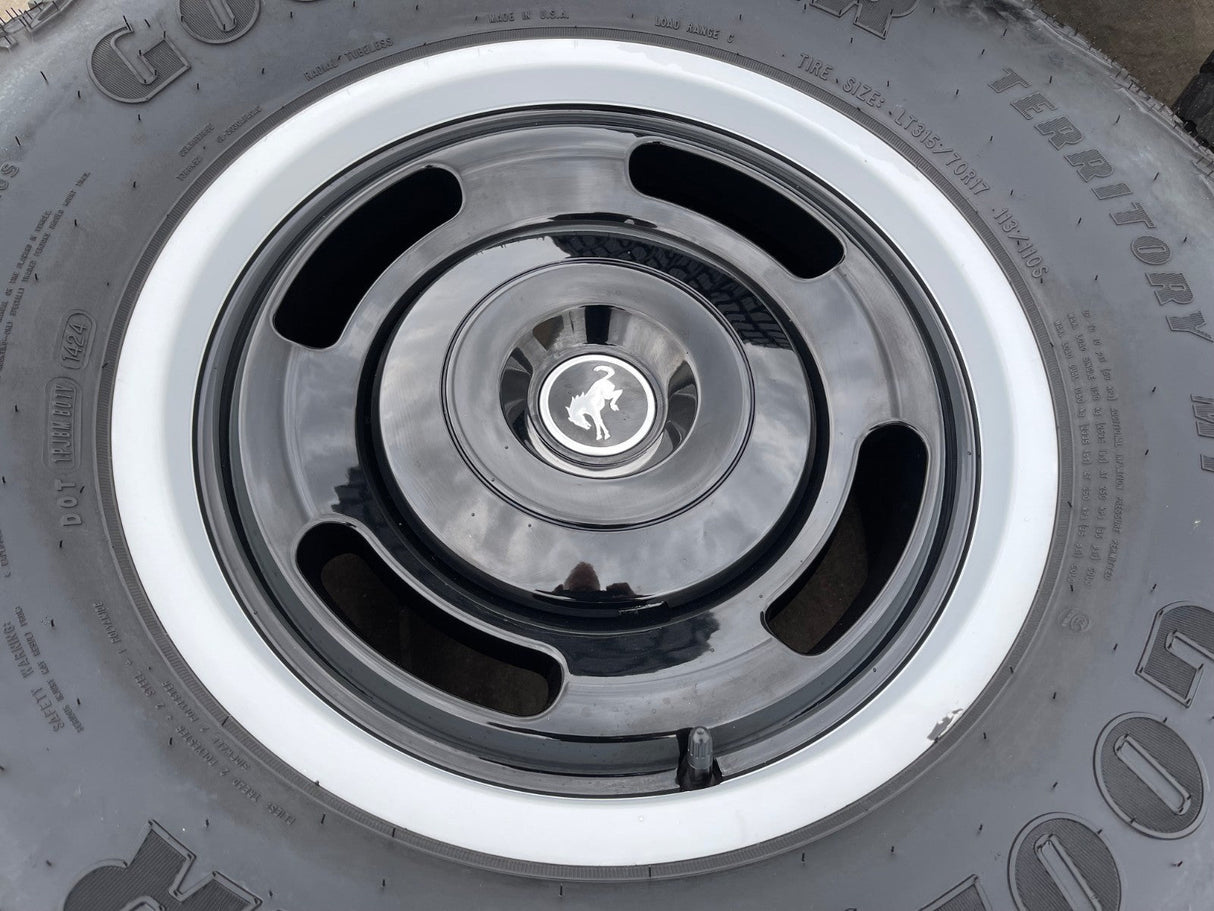 17" Ford Bronco HERITAGE Edition wheels rims white GOODYEAR 35" DISCOUNTED Texas Truck Tire