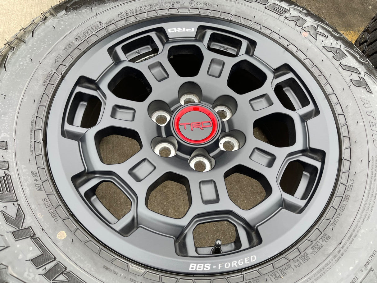 18" Toyota Tundra TRD BBS FORGED OEM black 95458 wheels rims Sequoia FALKEN A/T3 Texas Truck Tire