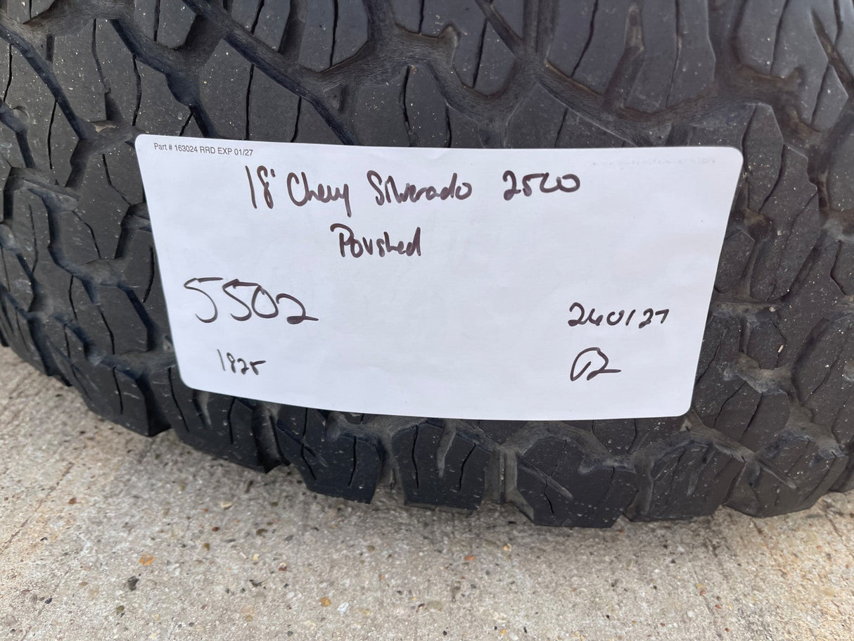 18" Chevy Silverado GMC Sierra 2500 3500 OEM 5502 wheels rims tires BFG KO2 A/T Texas Truck Tire