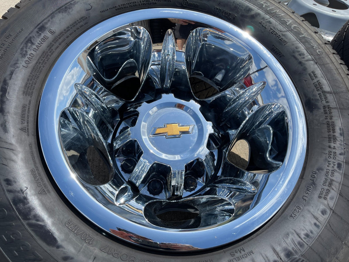 17" Chevy Silverado GMC Sierra 3500 Dually OEM 8094 rims wheels tires MICHELIN Texas Truck Tire