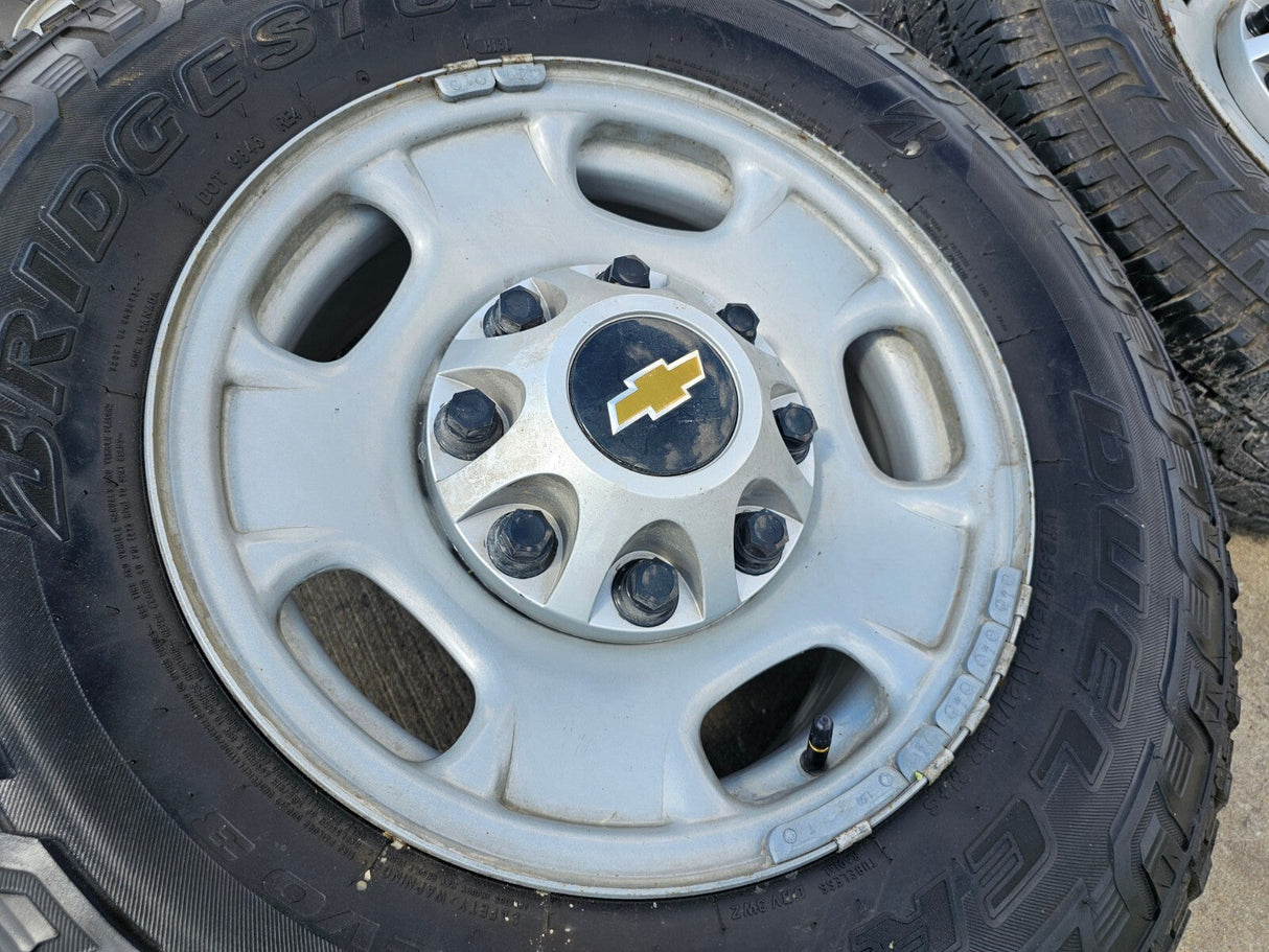 17" Chevy Silverado GMC Sierra 2500 OEM 8095 wheels rims DUELER Revo 3 A/T Texas Truck Tire