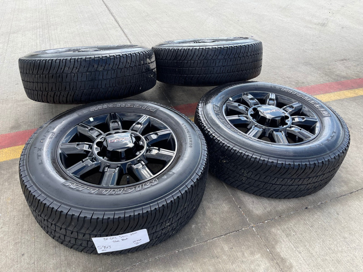20" GMC Sierra AT4X 2500 3500 OEM 14137 5963 wheels rims Silverado MICHELIN Texas Truck Tire