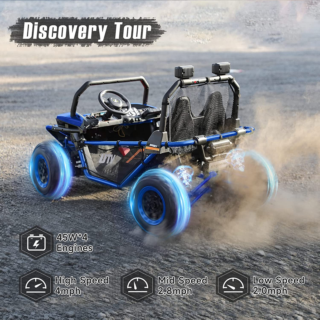 Off-Road UTV Toy for Kids - 2 Seater XL Ride-On Car, 12V Battery Operated Electric Vehicle