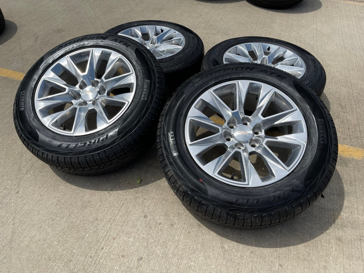 20" Chevy Tahoe Silverado LTZ 5920 OEM wheels rims Yukon 2025 2026 PIRELLI NEW Texas Truck Tire