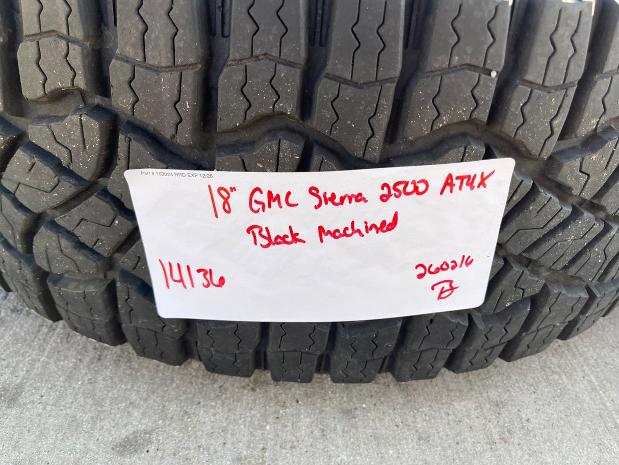 18" GMC Sierra AT4X Chevy Trail Boss 2500 OEM 14136 wheels rims GOODYEAR 35" Texas Truck Tire