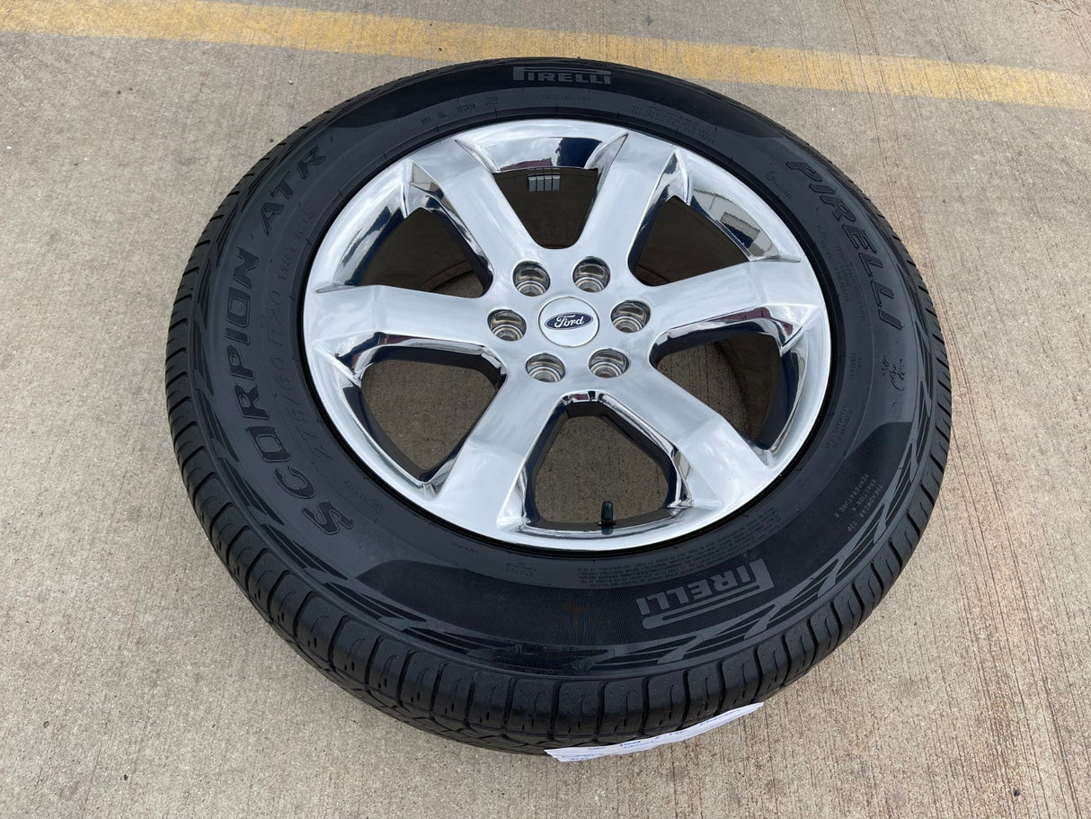 20" Ford F-150 OEM rim wheel CHROME 10347 Expedition spare PIRELLI A/T NICE Texas Truck Tire