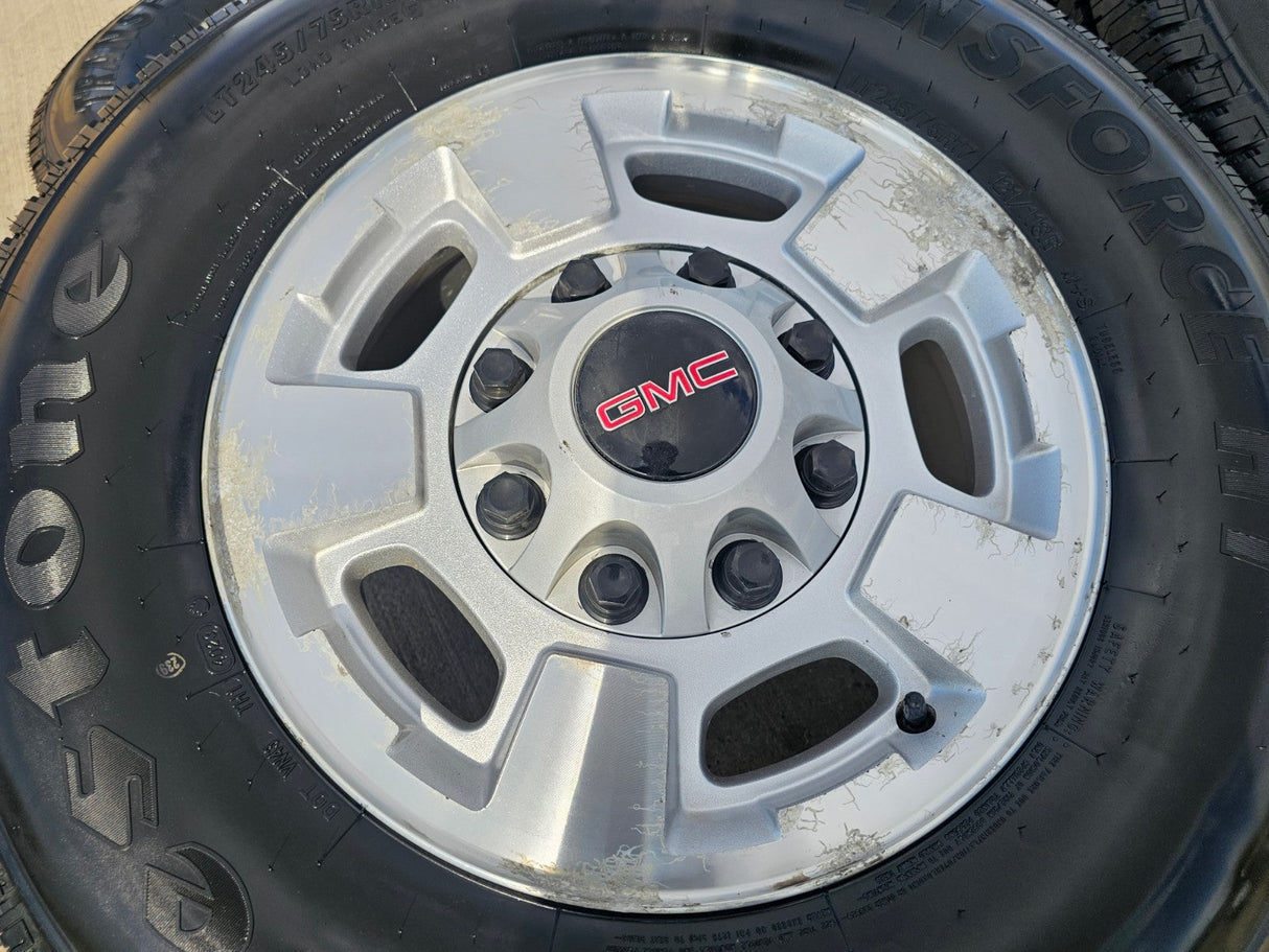 17" GMC Sierra Chevy Silverado 2500 3500 OEM 5500 wheels rims FIRESTONE NEW Texas Truck Tire