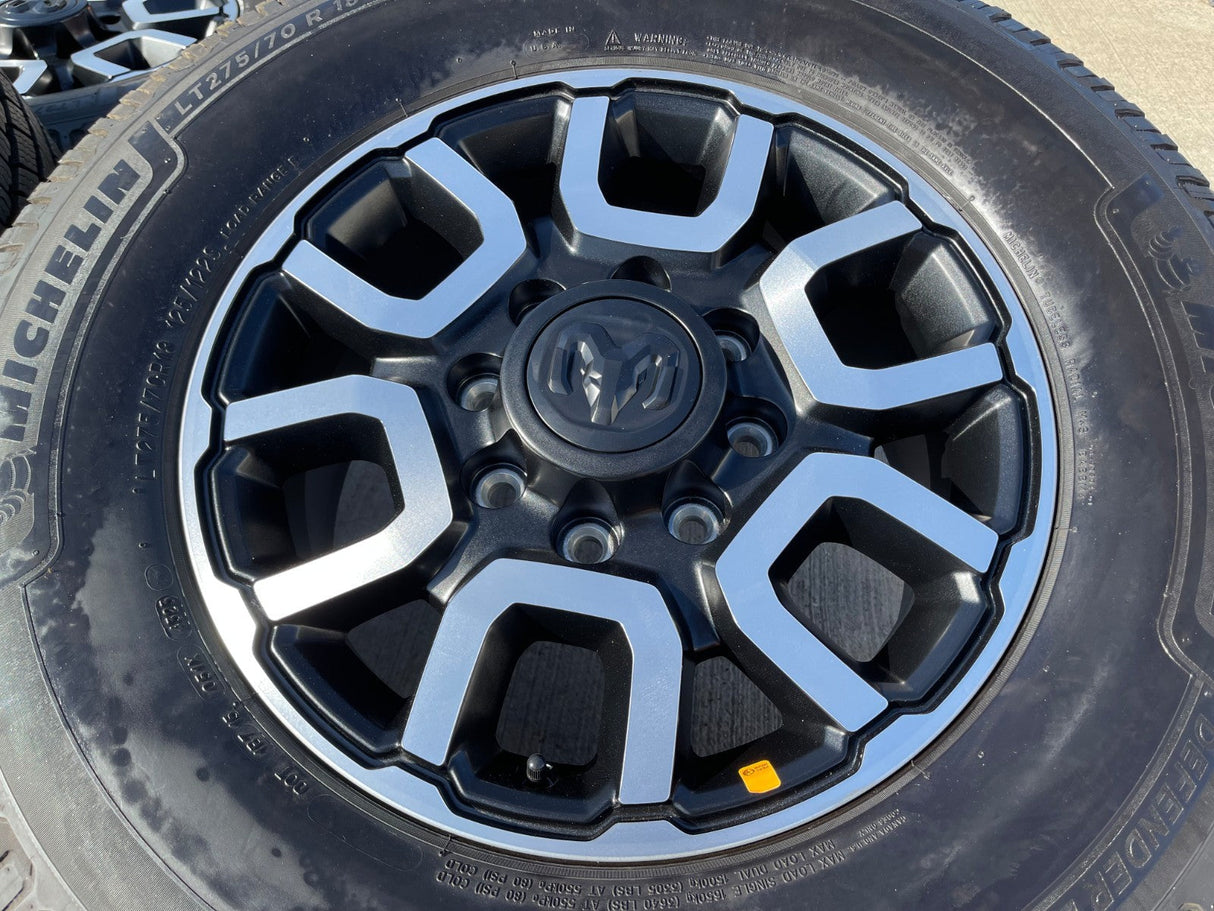 18" Ram 2500 3500 LARAMIE OEM wheels rims 2694 tires MICHELIN DEFENDER LTX M/S2 Texas Truck Tire