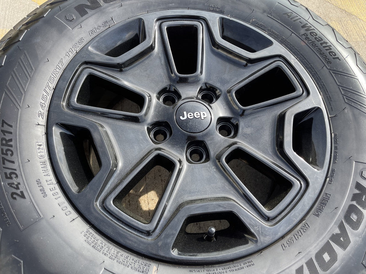 17" Jeep Wrangler Gladiator OEM wheel rim 9118 black tire NEXEN NEW Texas Truck Tire