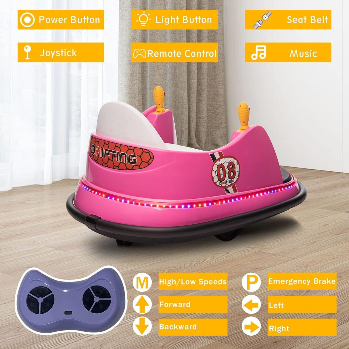 6V Electric Ride-On Bumper Car with Remote Control for Kids and Toddlers
