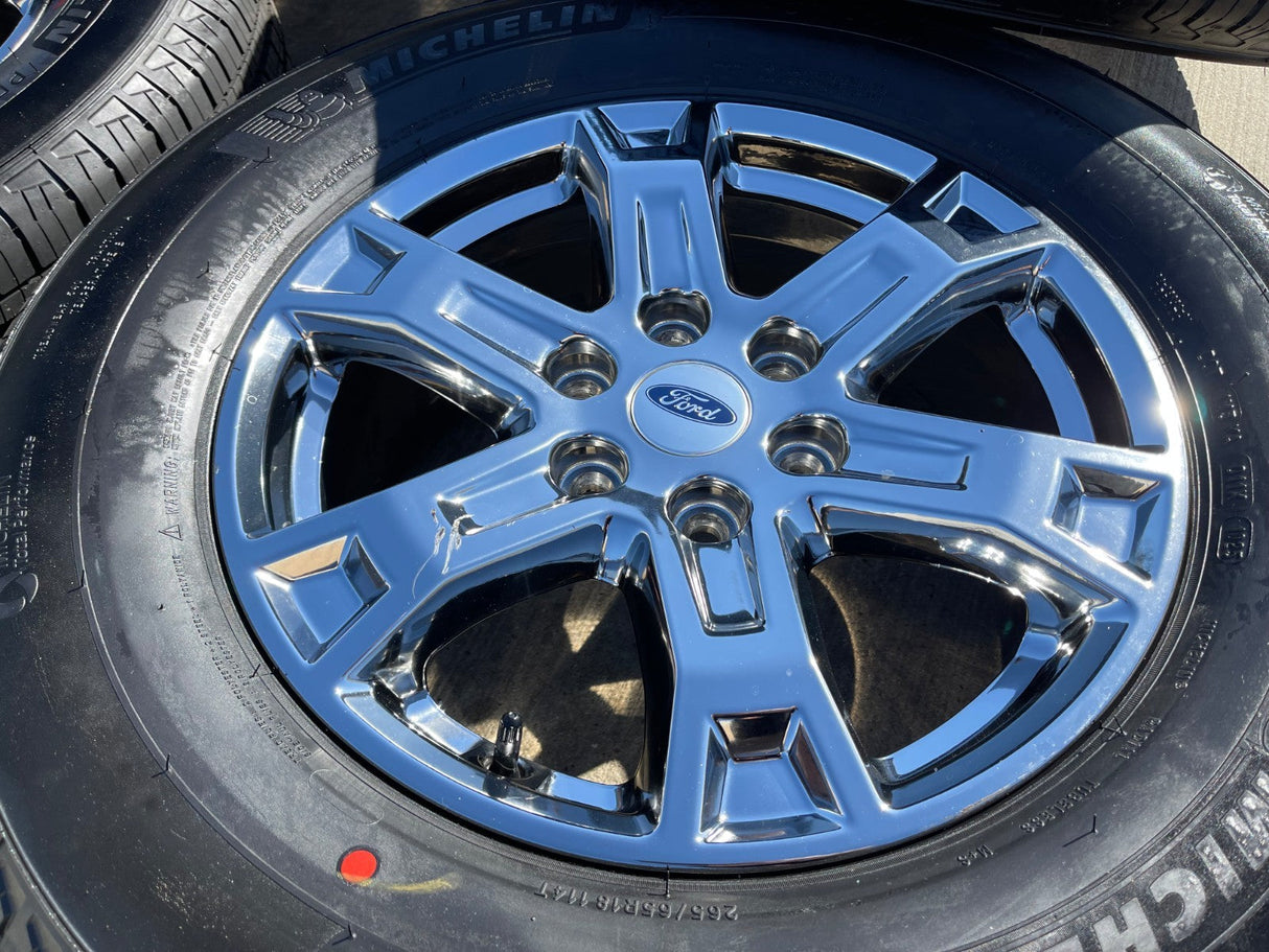 18" Ford F-150 Expedition OEM 10343 chrome rims wheels 2024 2025 2026 MICHELIN Texas Truck Tire
