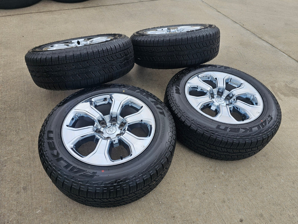 20" Dodge Ram 1500 OEM Laramie CHROME 2679 wheels rims tires 2023 2024 2025 NEW Texas Truck Tire