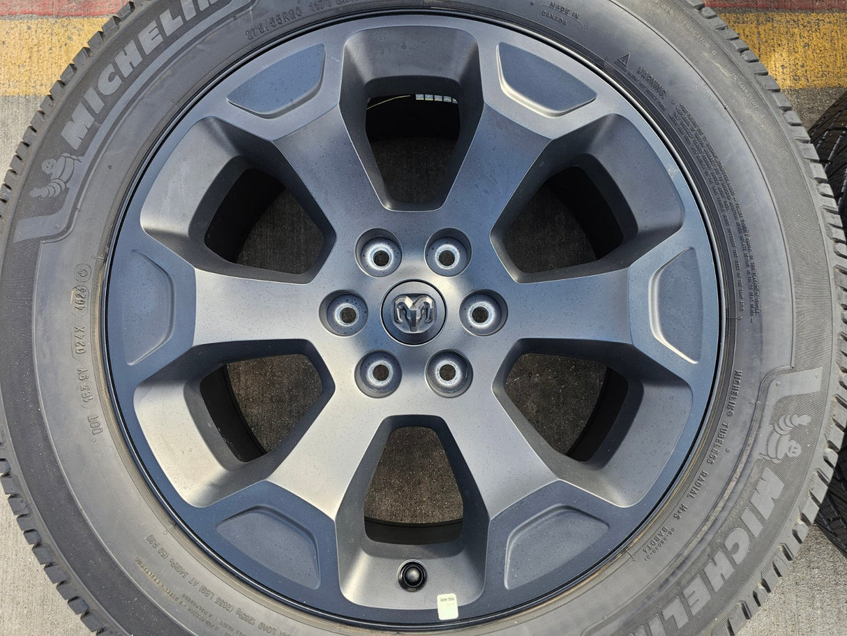 20" Dodge Ram 1500 OEM Laramie Black 2680 wheels rims 2024 2025 2026 MICHELIN Texas Truck Tire