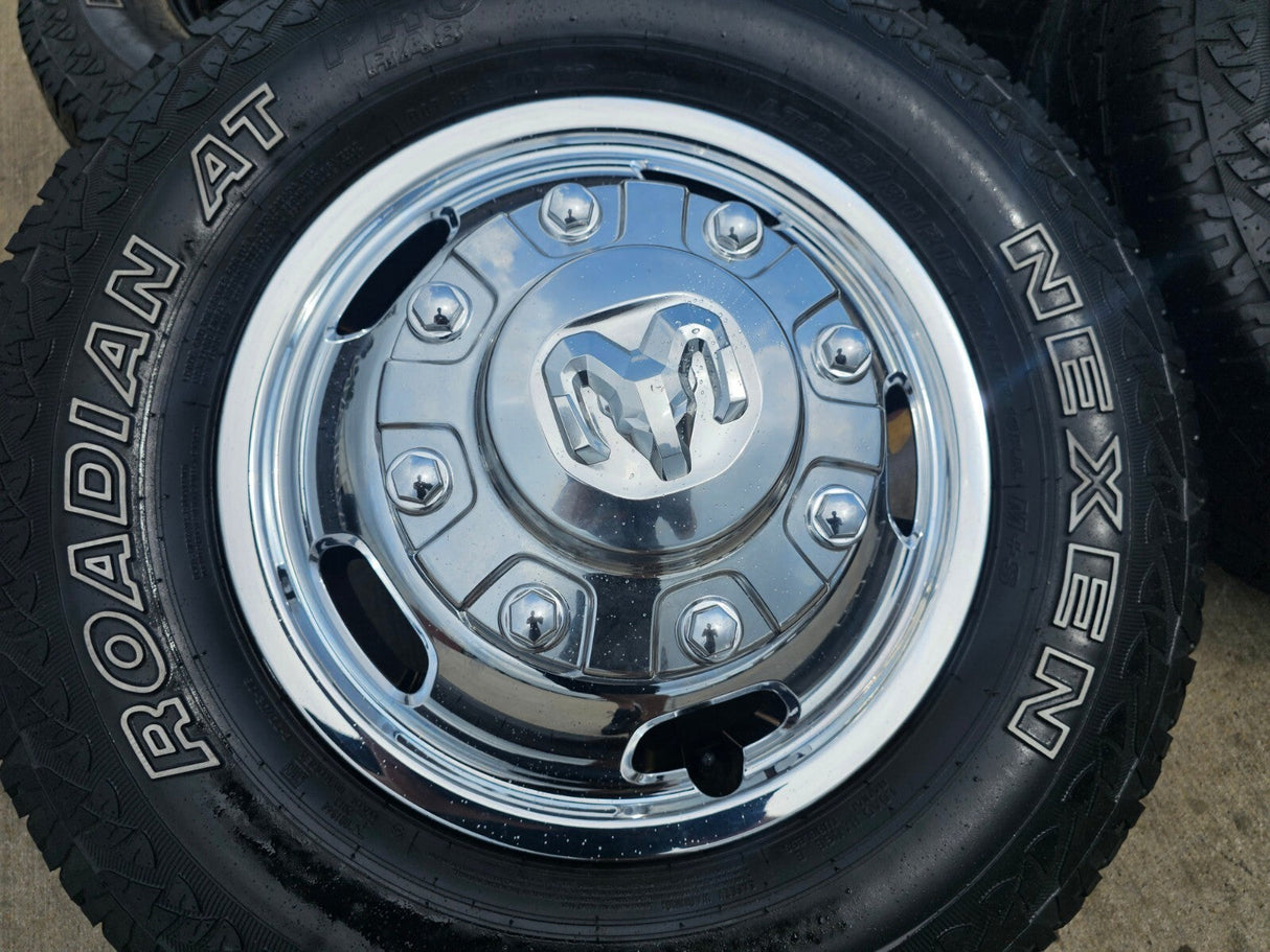 17" Dodge Ram 3500 Dually 8x200 wheels rims 2703 2704 OEM A/T tires Texas Truck Tire