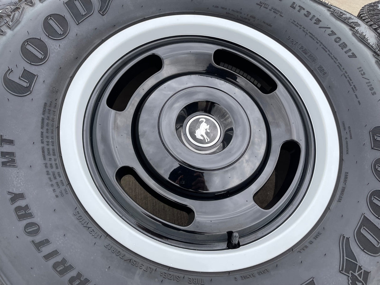 17" Ford Bronco HERITAGE Edition wheels rims white GOODYEAR 35" DISCOUNTED Texas Truck Tire