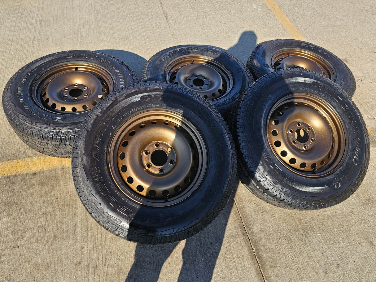 17" INEOS Grenadier OEM steel wheels rims BRONZE tires 2024 2025 2026 NEW Texas Truck Tire