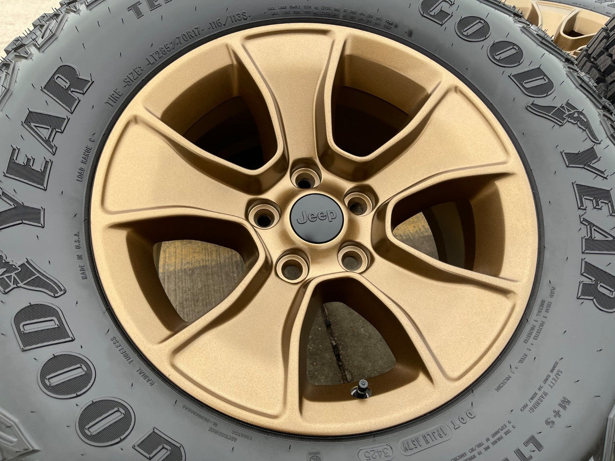 17" Jeep Wrangler Rubicon OEM 96226 wheels rims Gladiator GOODYEAR A/T 33" NEW Texas Truck Tire