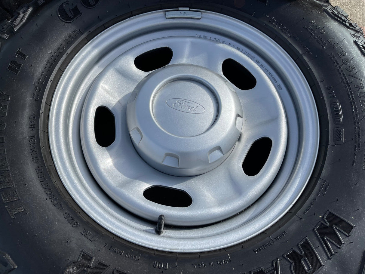 17" Ford F-250 F-350 OEM 3828 wheels rims tires GOODYEAR TERRITORY A/T 33" NEW Texas Truck Tire